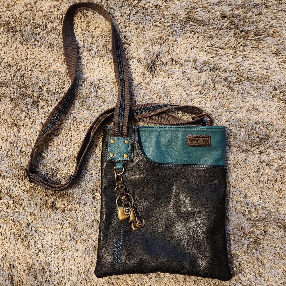Chala Brown and Teal Crossbody Purse - Picture 2 of 8